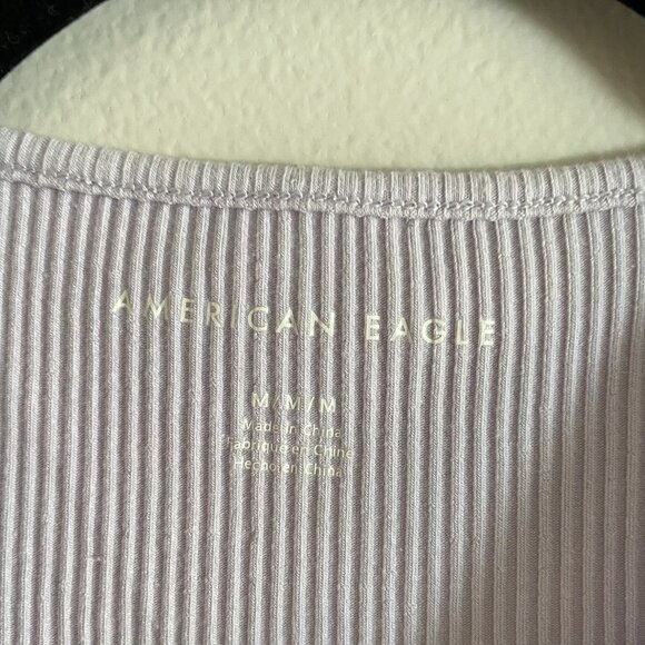 American Eagle Women M Lilac Ribbed Casual Cutout Shoulder Cropped Tank Top NWT - Picture 5 of 10